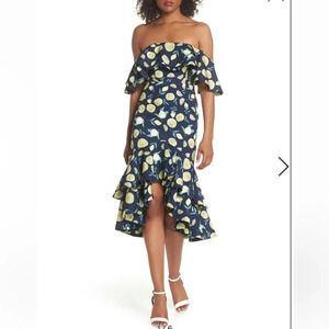 FAME AND PARTNERS Sasha Off the Shoulder Lemon Dress size 10